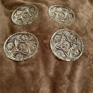 Set of Four Clear Glass Coasters with The Star of David